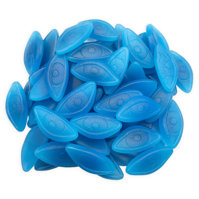 Vegan Blue Eyes contact lenses in a clear case, featuring a vibrant blue color for natural eye enhancement.