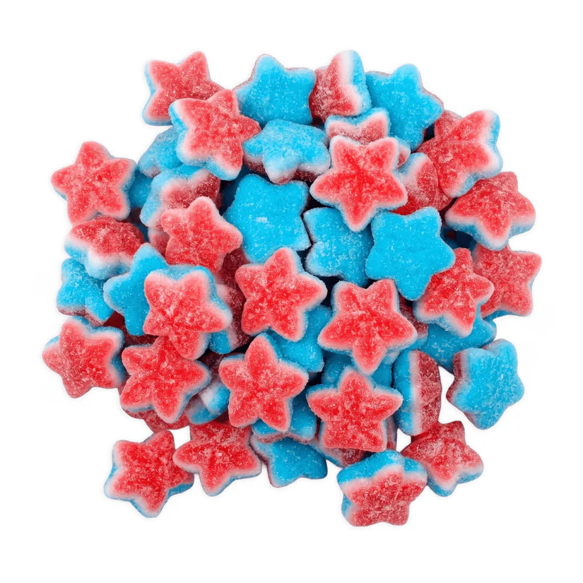 Ravazzi Cherry Stars candy packaging featuring bright red cherry-shaped star candies from Mijn winkel.